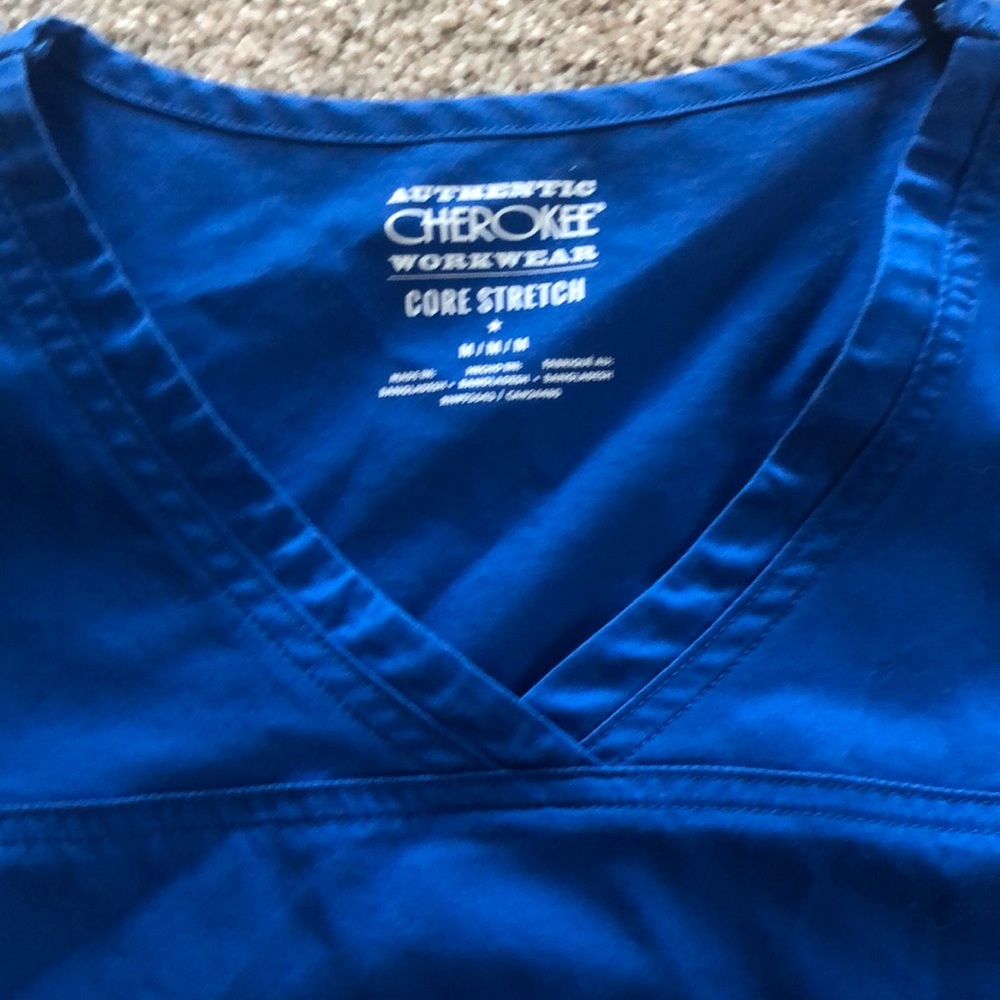 Royal blue Cherokee scrub top. worn once - Picture 2 of 3